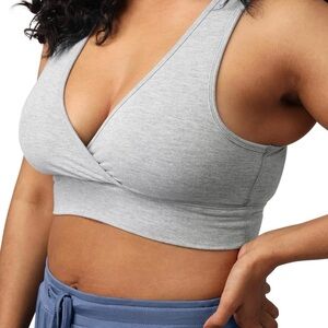 Kindred Bravely Light Grey Maternity & Nursing Crossover Bralette
